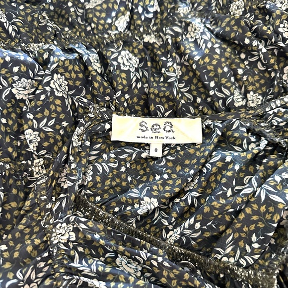 SEA of NY Ruched Floral Print Blouse High Low SZ 8 - Picture 7 of 12